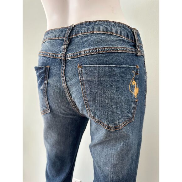 Baby Phat Blue Jean Bootcut Denim Y2K Style Embroidered Pants size 9 - Picture 1 of 7